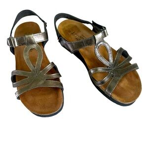 NAOT RACHEL ANTIQUE GOLD LEATHER SANDAL SIZE 38